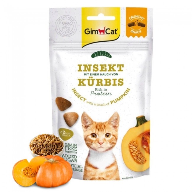 GIMCAT Crunchy Snacks Insect with pumpkin - cat treats - 50g