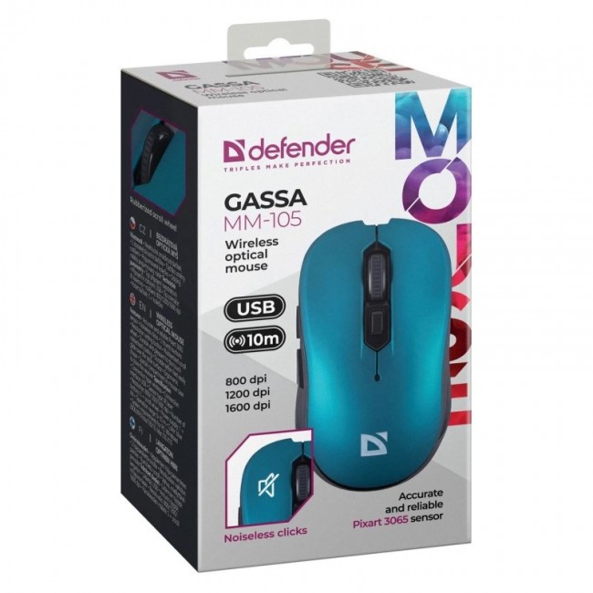 MOUSE DEFENDER GASSA MM-105 RF SILENT BLUE
