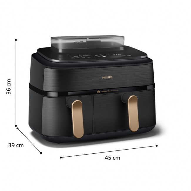 Philips 5000 series NA552/00 fryer Double 9 L Stand-alone 2750 W Hot air fryer Black, Gold