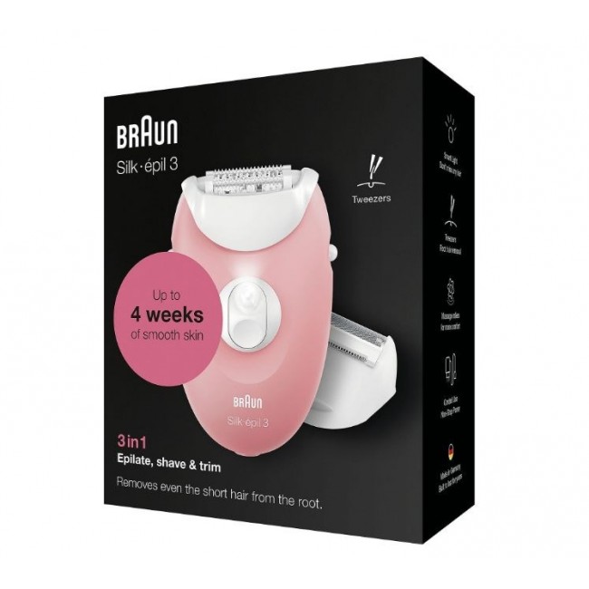 BRAUN Silk- pil 3 SE3-277 Epilator, White and Pink