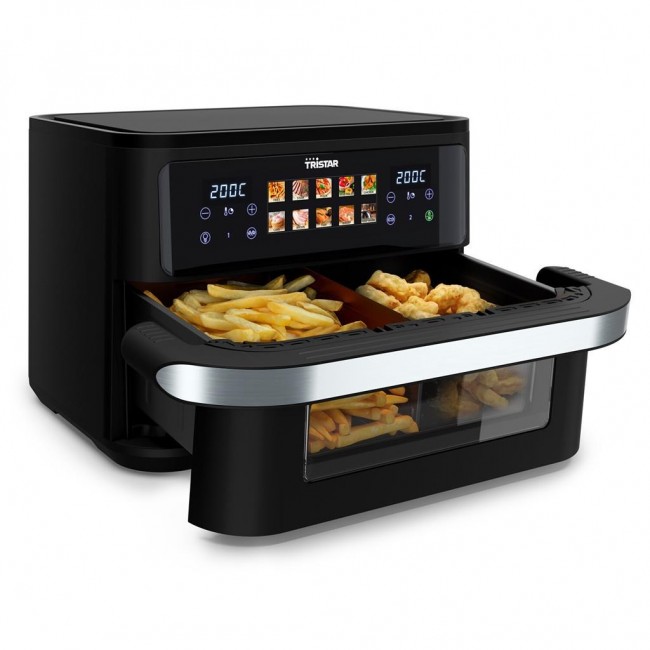 Tristar Double 10 L Stand-alone 2800 W Hot air fryer Black, Stainless steel