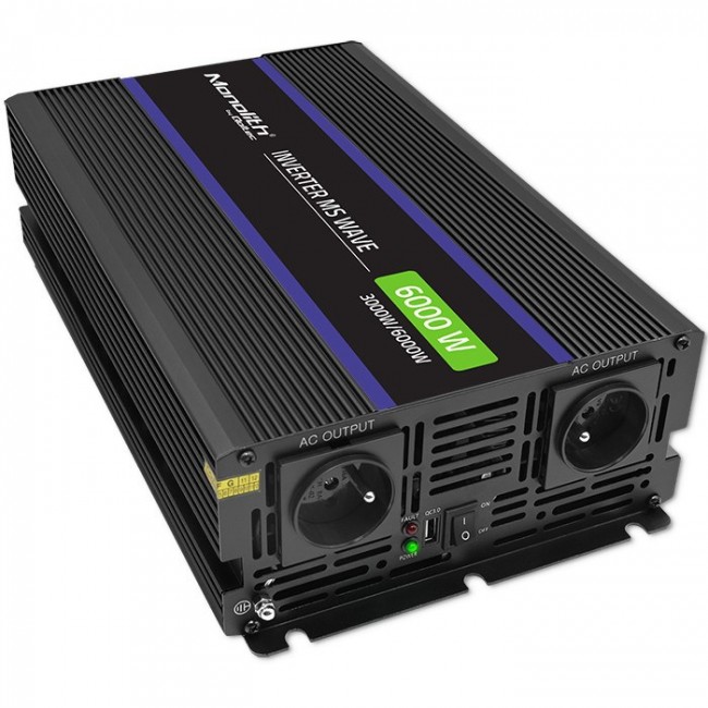 Qoltec Monolith 6000 MS Wave Voltage Converter | 12V to 230V | 3000/6000W | USB