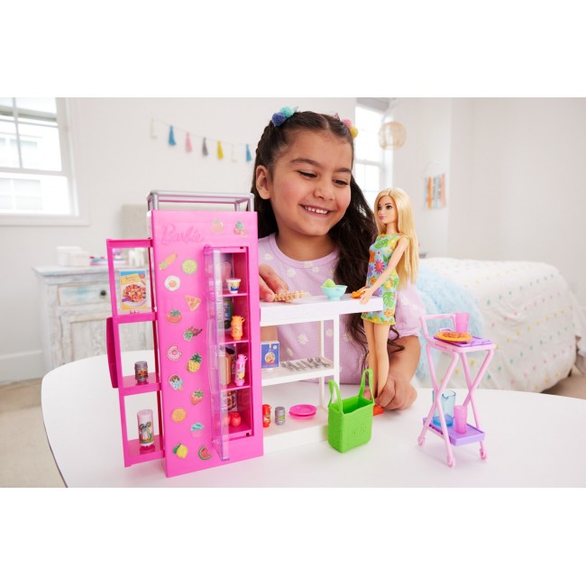 Barbie Doll and Ultimate Pantry Playset, Kitchen Add-On with 30+ Food-Themed Pieces