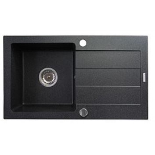 Single-bowl granite sink with drainer PYRAMIS SPARTA 76x44 1B 1D 70000101 black