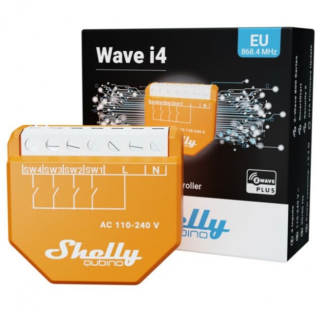 Shelly Qubino Wave i4 Smart switch 4-channel Z-Wave scene controller Shelly Qubino Wave i4 Smart switch 4-channel Z-Wave scene controller