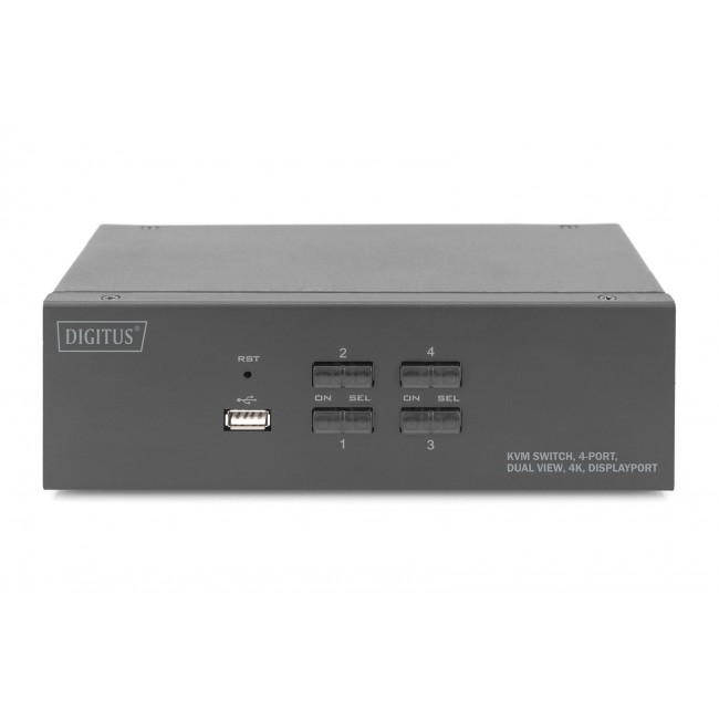 Digitus KVM Switch, 4 Port, Dual Display, 4K, DisplayPort Digitus KVM Switch, 4 Port, Dual Display, 4K, DisplayPort