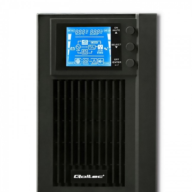 Qoltec 53042 Uninterruptible Power Supply | On-line | Pure Sine Wave | 1kVA | 800W | LCD Qoltec 53042 Uninterruptible Power Supply | On-line | Pure Sine Wave | 1kVA | 800W | LCD