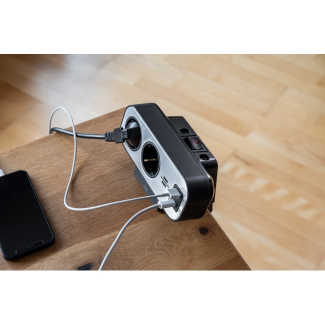 Brennenstuhl 1153580210 power extension 2 m 9 AC outlet(s) Indoor Black, Silver