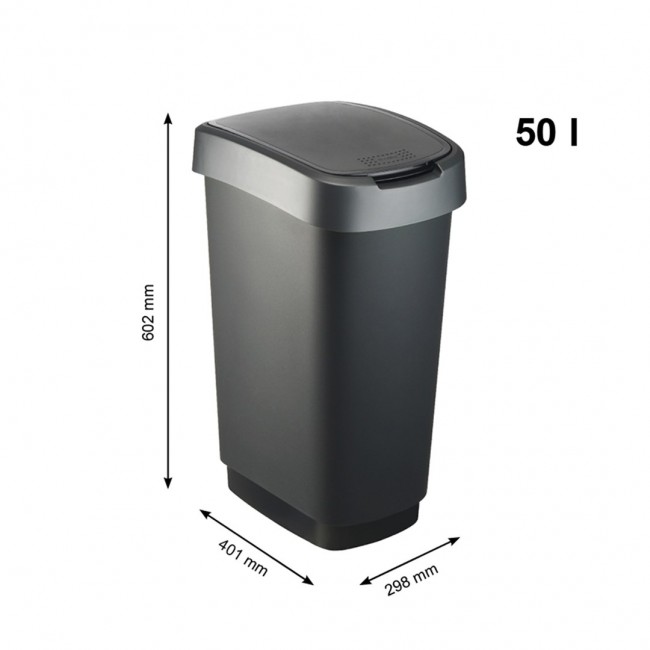 ROTHO Twist Silver - trash bin 50l