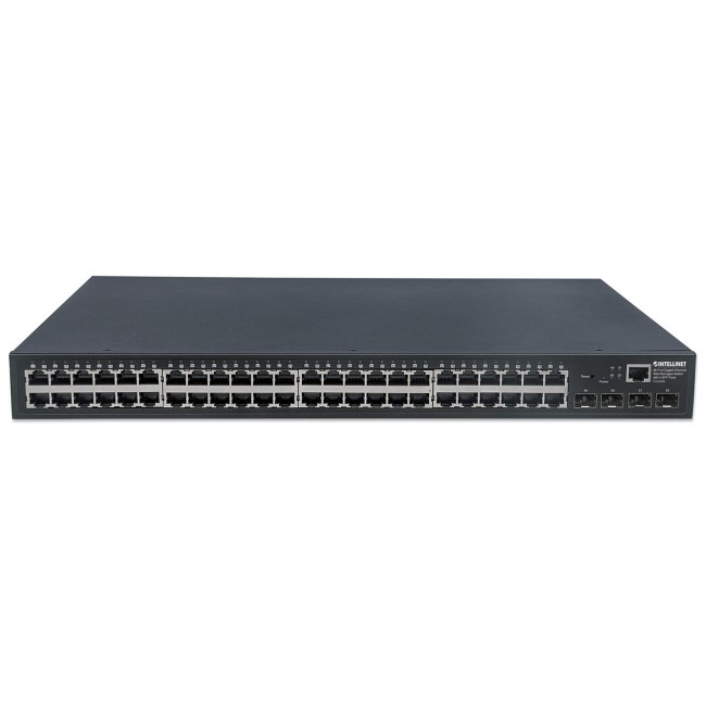 Intellinet 48-Port Gigabit Ethernet Web-Managed Switch with 4 SFP Ports, 48 x 10/100/1000 Mbps RJ45 Ports + 4 x SFP, IEEE 802.3az Energy Efficient Ethernet, SNMP, QoS, VLAN, ACL, 19 Rackmount Intellinet 48-Port Gigabit Ethernet Web-Managed Switch with 4 SFP Ports, 48 x 10/100/1000 Mbps RJ45 Ports + 4 x SFP, IEEE 802.3az Energy Efficient Ethernet, SNMP, QoS, VLAN, ACL, 19 Rackmount