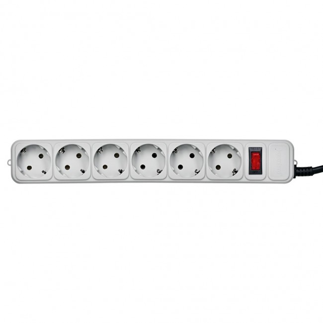 Gembird SPG6-B-10C Surge protector, 6 Schuko sockets, 3m, grey