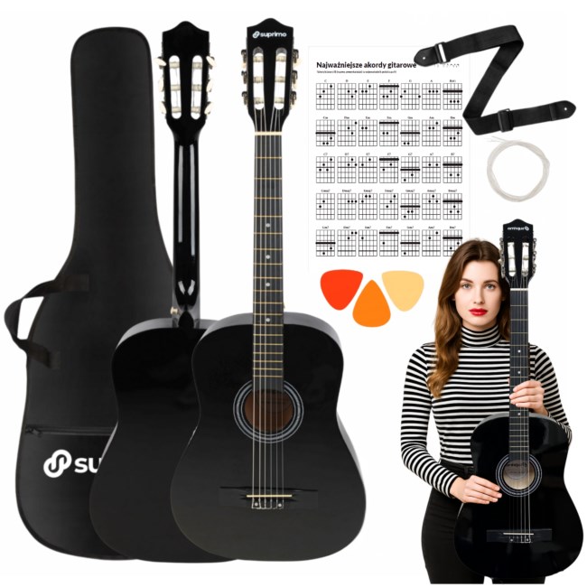 SUPRIMO CGS2 BK gitara klasyczna 4/4 czarna do nau