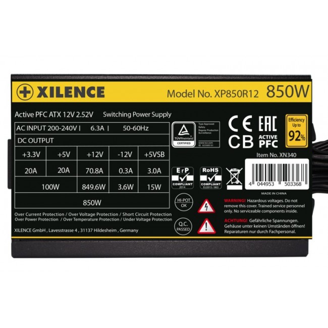 Xilence Performance A+ XN340 | XP850R12 power supply unit 850 W 20+4 pin ATX ATX Black
