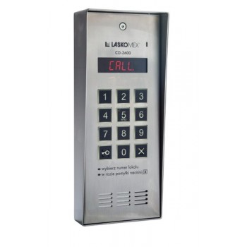 Laskomex CD-2600R audio with stainless steel RFID key reader, in surface-mounted housing.