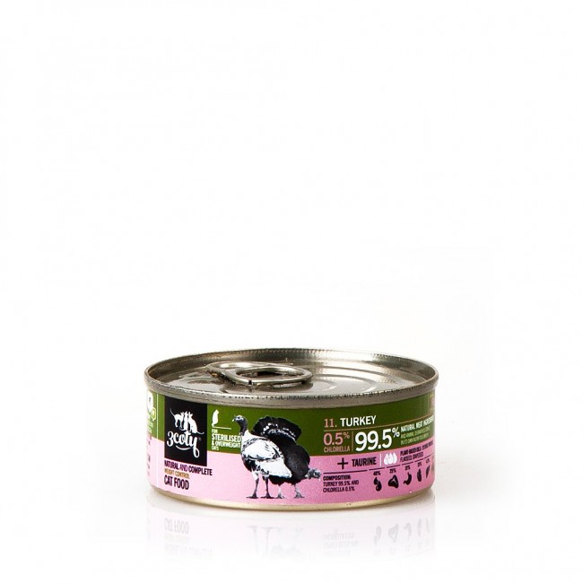 3COTY Turkey with chlorella Sterilised and overweight cats - wet cat food - 80g