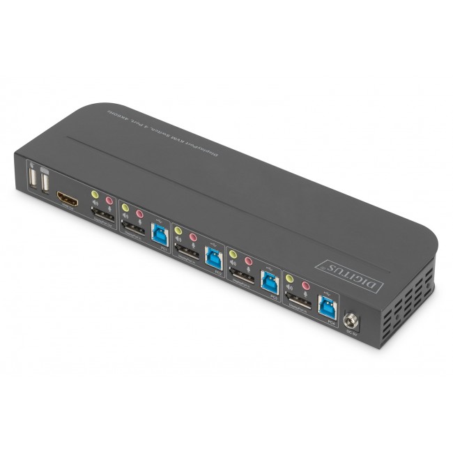 Digitus KVM Switch, 4-Port, 4K60Hz, 4 x DP in, 1 x DP/HDMI out