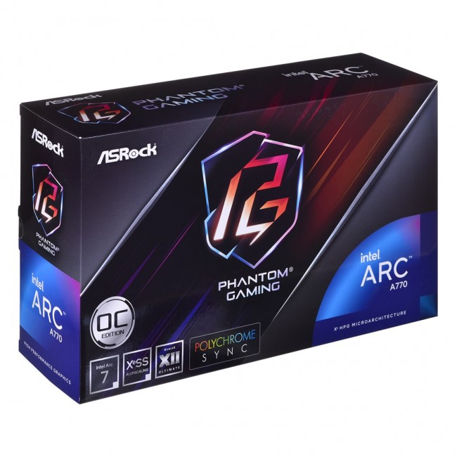 ASRock Phantom Gaming Arc A770 Intel 16 GB OC graphics card ASRock Phantom Gaming Arc A770 Intel 16 GB OC graphics card