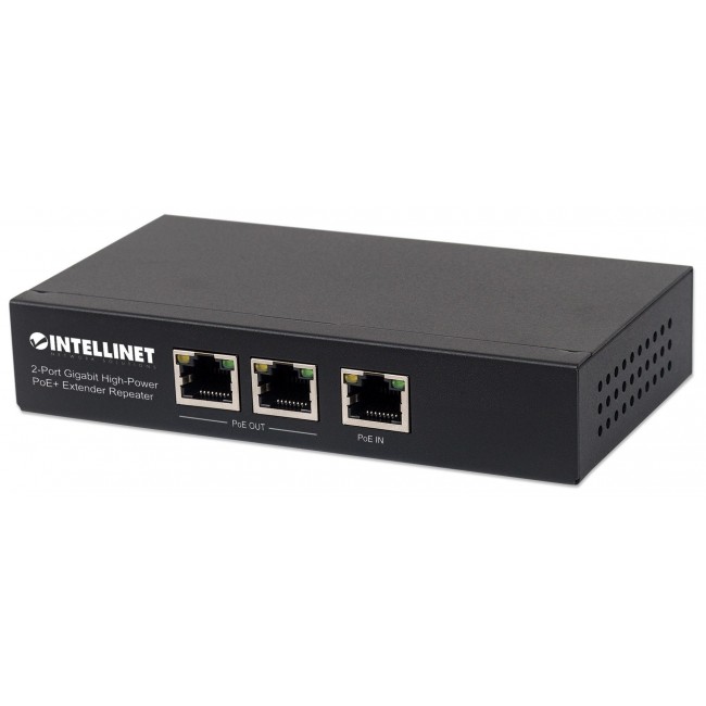 Intellinet 2-Port Gigabit High-Power PoE+ Extender Repeater, IEEE 802.3at/af Power over Ethernet (PoE+/PoE), metal Intellinet 2-Port Gigabit High-Power PoE+ Extender Repeater, IEEE 802.3at/af Power over Ethernet (PoE+/PoE), metal