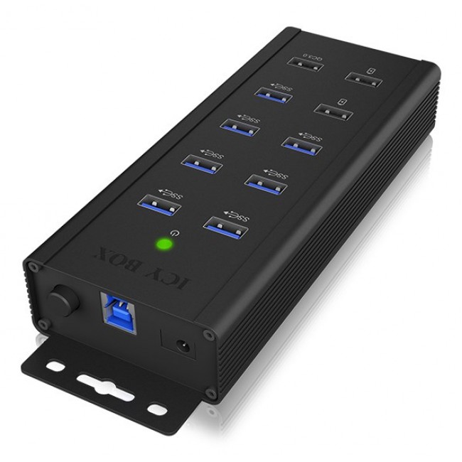 ICY BOX IB-HUB1703-QC3 USB 3.2 Gen 1 (3.1 Gen 1) Type-B 5000 Mbit/s Black