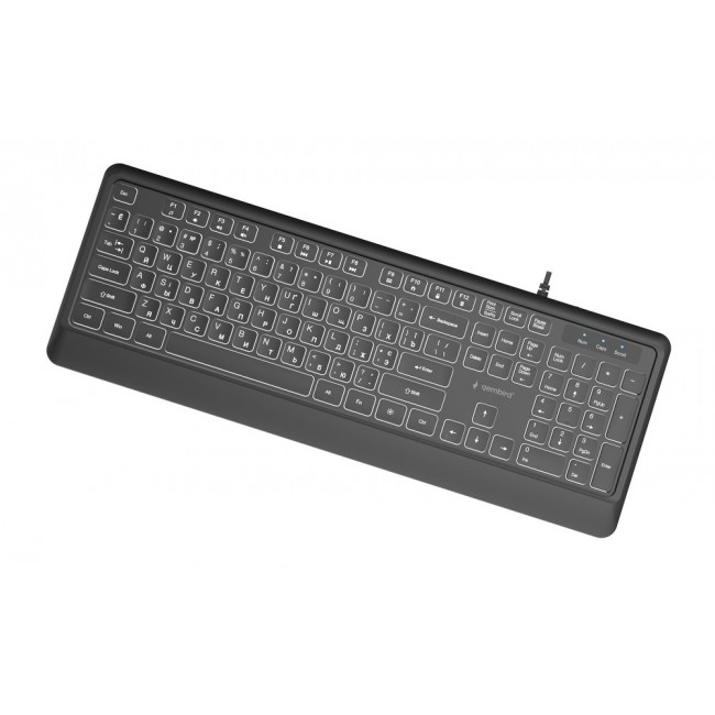 Gembird KB-UML-04-CYRL Slim wired backlight keyboard, black, Cyrillic layout
