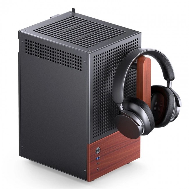 Jonsbo T6 PC Case, Mini-Tower, Mini-ITX, Tempered Glass, Wood, black