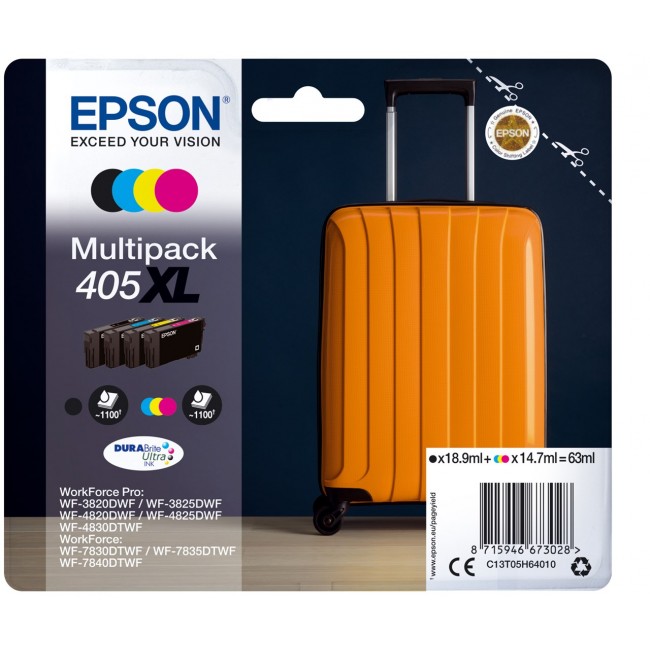 Epson 405XL DURABrite Ultra ink cartridge 1 pc(s) Original High (XL) Yield Black, Cyan, Magenta, Yellow Epson 405XL DURABrite Ultra ink cartridge 1 pc(s) Original High (XL) Yield Black, Cyan, Magenta, Yellow