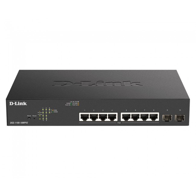 D-Link DGS-1100-10MPV2 Managed L2 Gigabit Ethernet (10/100/1000) Power over Ethernet (PoE) 1U Black D-Link DGS-1100-10MPV2 Managed L2 Gigabit Ethernet (10/100/1000) Power over Ethernet (PoE) 1U Black