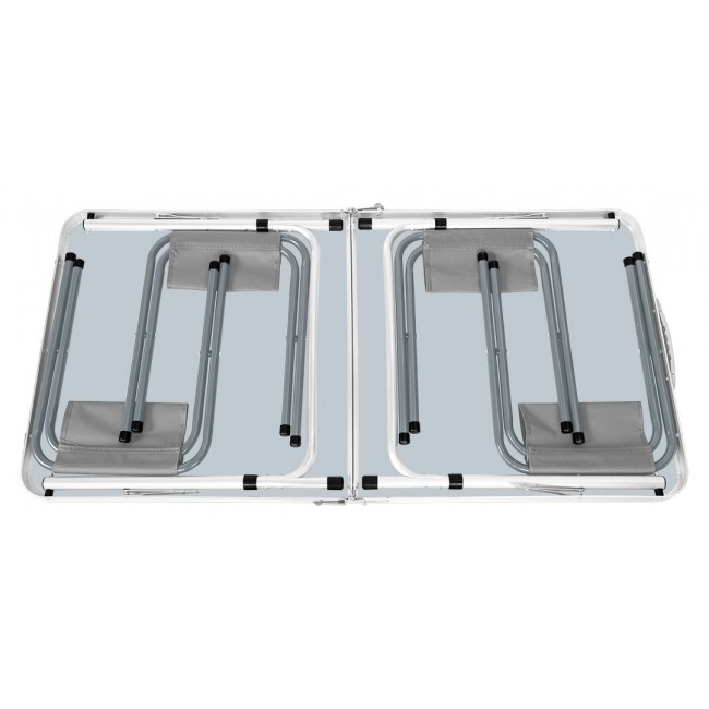 Camping set: table & 4 chairs, foldable in case