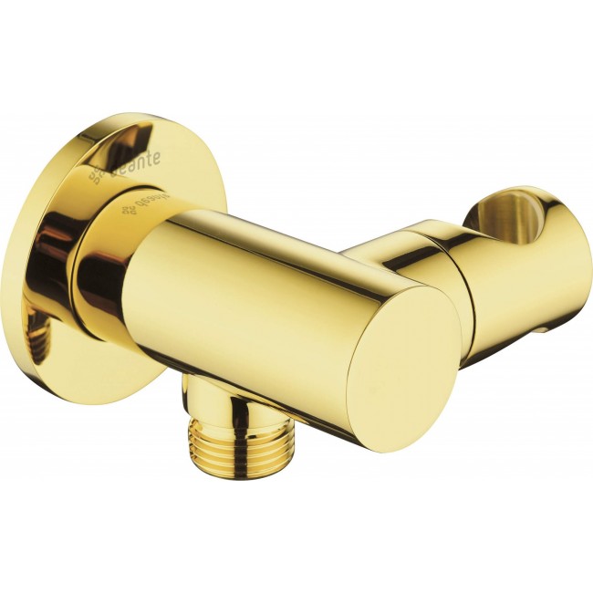 Round angled connector with handset holder