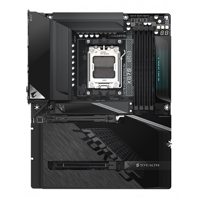 GIGABYTE X870 AORUS STEALTH Motherboard - Supports AMD Ryzen 9000 CPUs, 16+2+2 Phases Digital VRM, up to 8200Hz DDR5 (OC), 2xPCIe 5.0 + 2xPCIe 4.0, Wi-Fi 7, 5 GbE LAN, USB 4