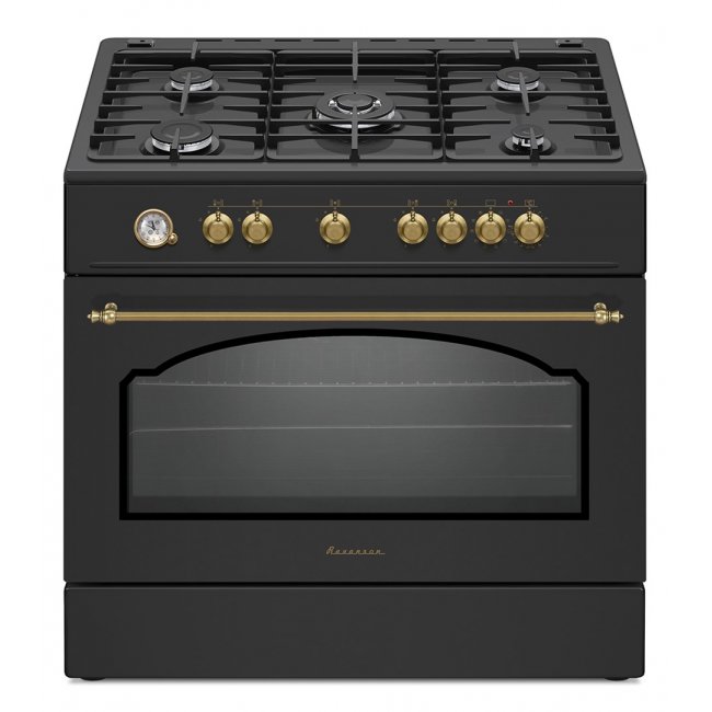 Ravanson Retro KWGE 90AR gas and electric cooker (black)
