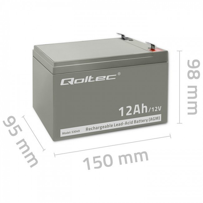 Qoltec 53049 AGM battery | 12V | 12Ah