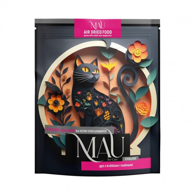 MAU Air dried Sterilised Goose with rabbit and raspberries - dry cat food - 700g