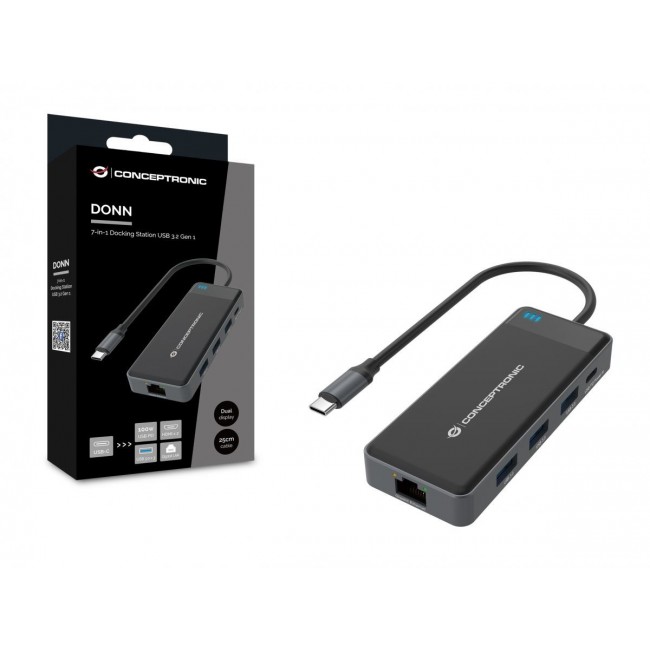 Conceptronic DONN14G laptop dock/port replicator Wired USB 3.2 Gen 1 (3.1 Gen 1) Type-C Grey