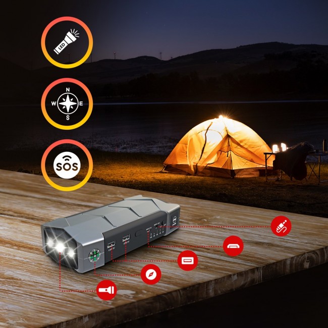 Extralink Jump Max7 Jump Starter 10000mAh | Starter power bank for starting the car | 3x LED, Flashlight, Compass, Hammer Extralink Jump Max7 Jump Starter 10000mAh | Starter power bank for starting the car | 3x LED, Flashlight, Compass, Hammer