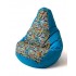 Sako sack pouffe Pear print blue-striped XL 130 x 90 cm