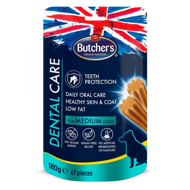 BUTCHER'S Dental Care - dental snack for medium sized dogs - 180g