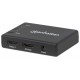 Manhattan HDMI Splitter 4-Port (Compact), 4K@30Hz, Displays output from x1 HDMI source to x4 HD displays (same output to four displays), AC Powered (cable 0.7m), Black, Three Year Warranty