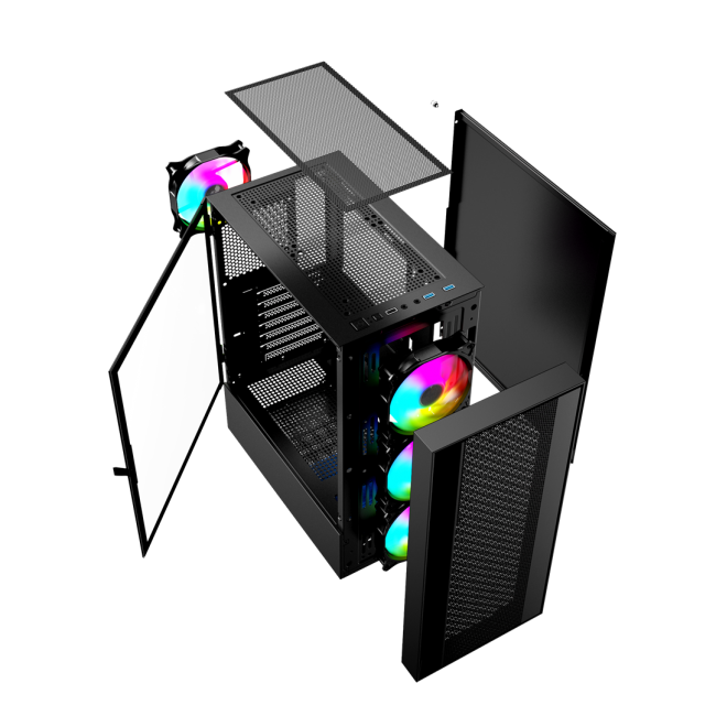 Gembird Fornax 4000 ARGB gaming ATX computer case, Midi Tower, backlight, Black Gembird Fornax 4000 ARGB gaming ATX computer case, Midi Tower, backlight, Black