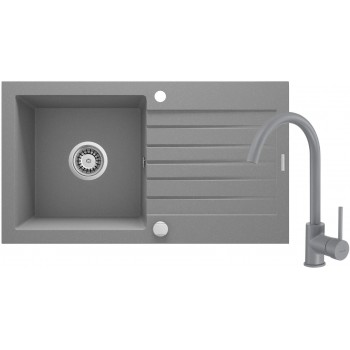 Granite sink with 1-bowl faucet with drainer