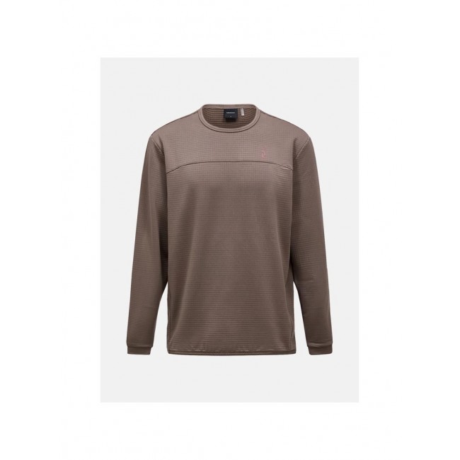 Bluza męska PEAK PERFORMANCE M Trail Polartec Power Grid Crew kolor brązowy - M