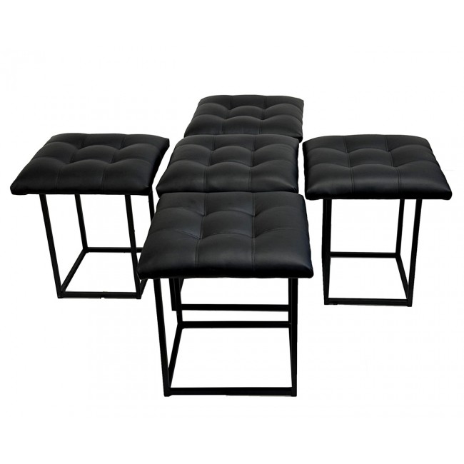 5-in-1 pouffe-transformer - 5 stools in 1 pouffe black eco leather