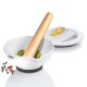 GEFU SURI Walnut, White Porcelain, Teak wood Mortar & pestle