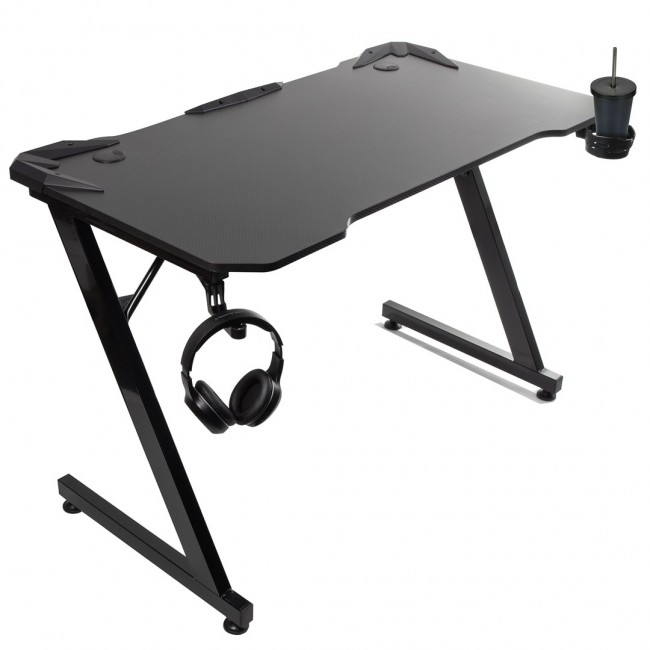 Gaming desk black large NanoRS, 150kg max, height 750mm, 110x60x1.5cm, cup and headphone holder, RS345 Gaming desk black large NanoRS, 150kg max, height 750mm, 110x60x1.5cm, cup and headphone holder, RS345