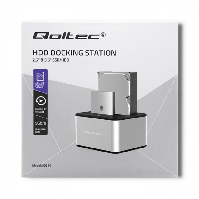 Qoltec 5316 2x HDD / SSD docking station | 2.5 