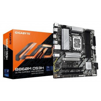 GIGABYTE B860M DS3H Motherboard - Intel Core Ultra Series CPUs, 5+1+2+1 Phases VRM, up to 9066MHz DDR5, 1xPCIe 5.0 + 1xPCIe 4.0 M.2, 2.5GbE LAN, USB 3.2 Gen 2