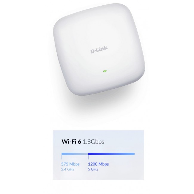 D-Link AX1800 Wi-Fi 6 Dual-Band PoE Access Point D-Link AX1800 Wi-Fi 6 Dual-Band PoE Access Point