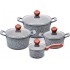 PROMIS Set of pots GRANITE, saucepan 16 cm, pots 20,24,28 brown handles