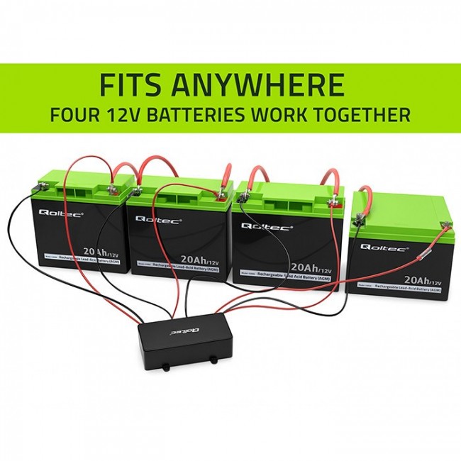 Qoltec Balanser napięcia 48V do akumulator w 4 x 12V | 10A | LiFePO4 AGM GEL