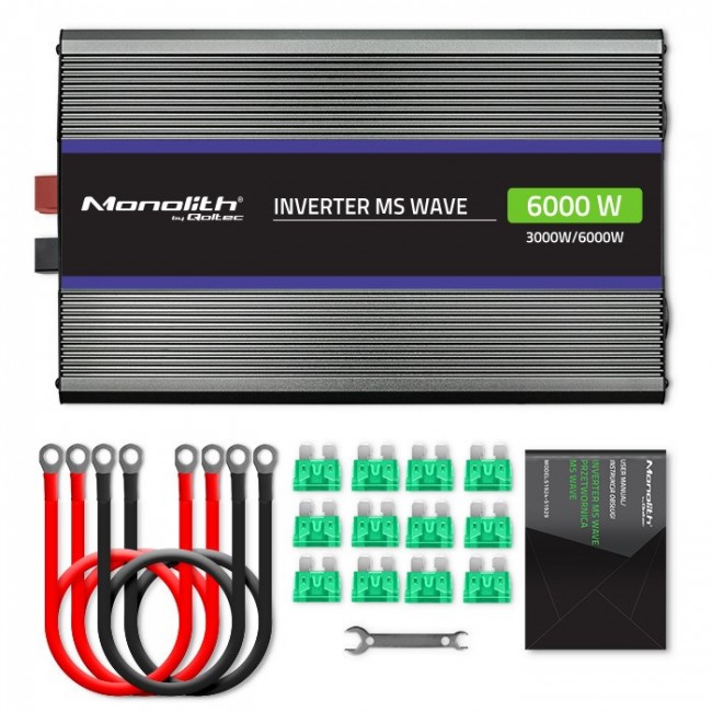 Qoltec Monolith 6000 MS Wave Voltage Converter | 12V to 230V | 3000/6000W | USB